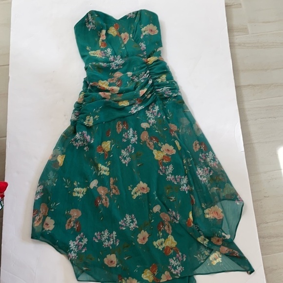 Modcloth Harlyn Green floral strapless midi dress small - Picture 5 of 9